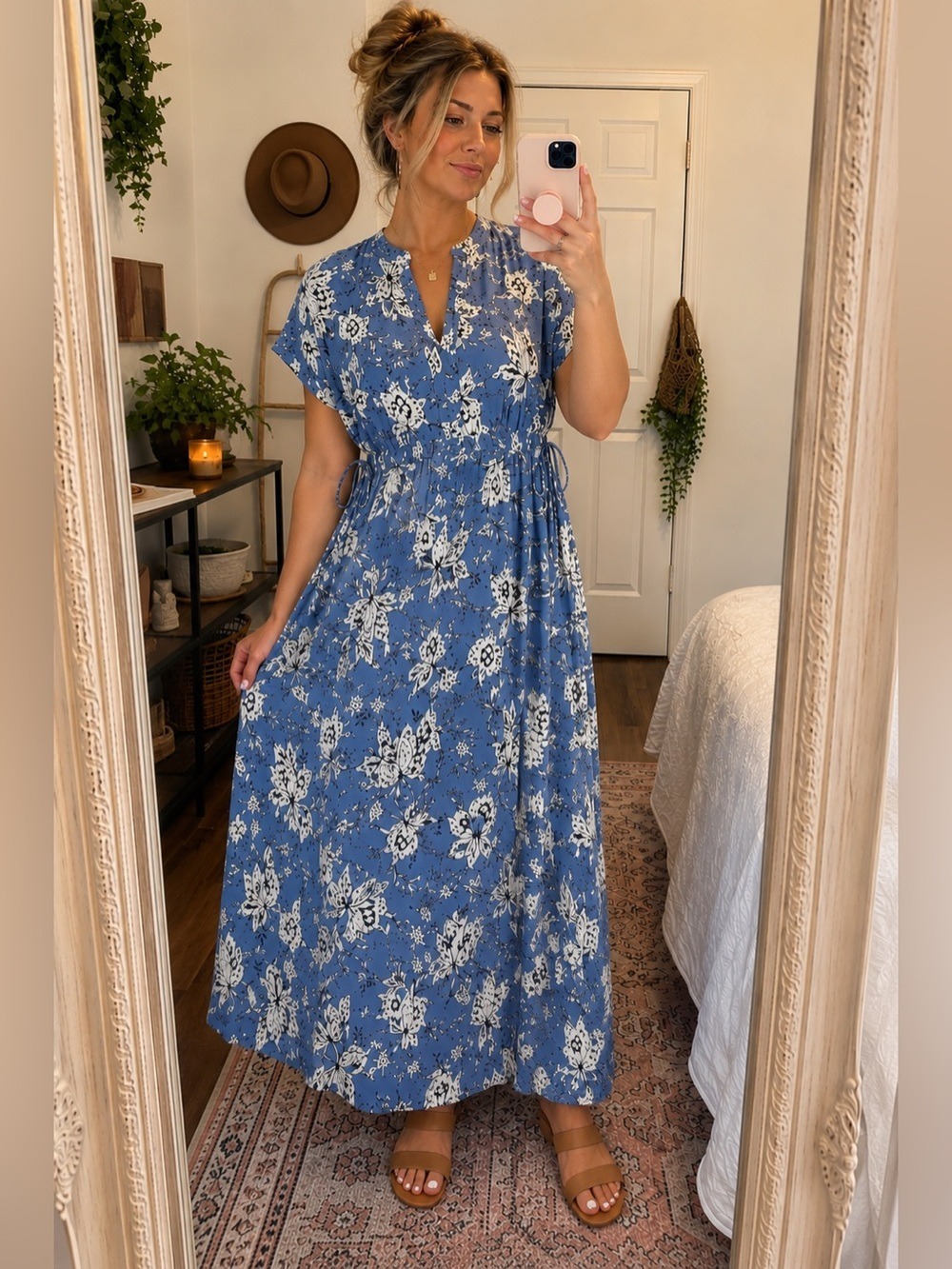 Code X Mode Maxi Dress | Blue white Floral | Size Medium